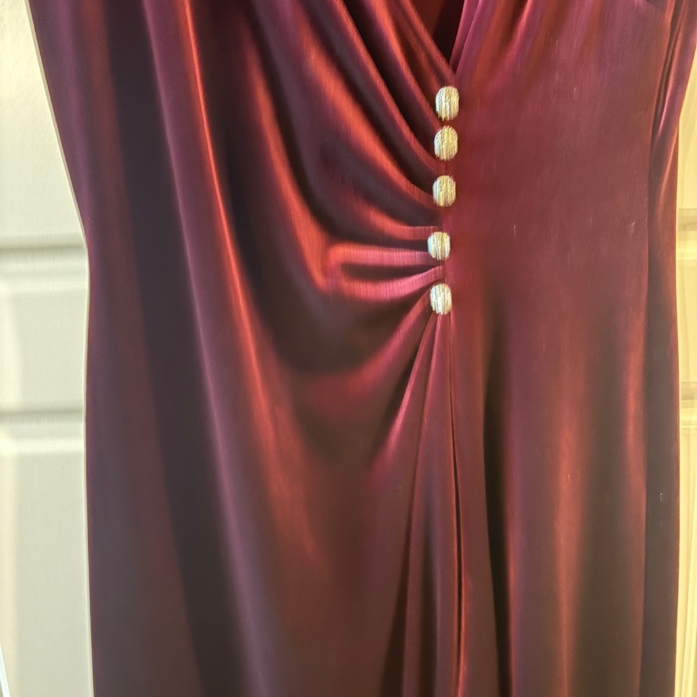 Vintage Robbie Bee Burgundy Velvet  Surplice Rockabilly Grunge Dress Size 10 - Picture 12 of 12